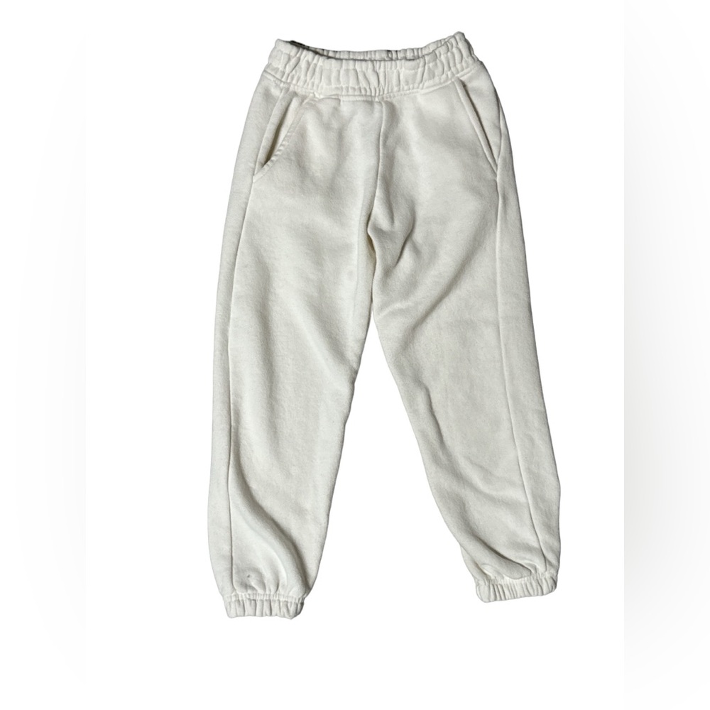 Zara, White Joggers, Youth Size 8, Front Side Pockets, Terry Cloth Inside